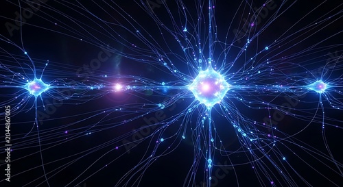 Glowing blue connections in space.
