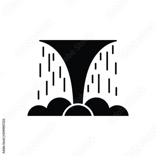 Fotografie Waterfall Silhouette Vector Icon On White Background