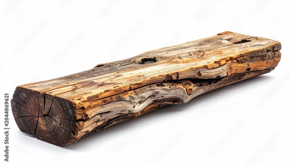 Fototapeta premium Weathered, rough-hewn timber with visible grain and character marks