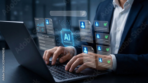 Obraz na plátně digital customer profiling platform featuring ai analytics and star ratings with