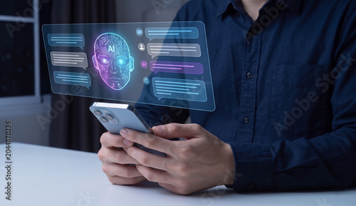Photography ai psychosis concept featuring chatbot notifications on smartphone mobile interf