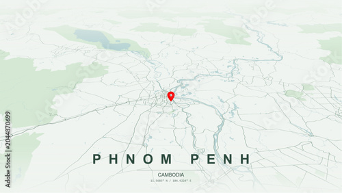 Photos Modern minimalist vector map of Phnom Penh, Cambodia