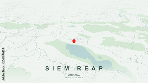 Fotografija Modern minimalist vector map of Siem Reap, Cambodia