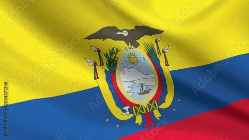 Seamless 3D video of the Ecuador flag fluttering in the wind looping