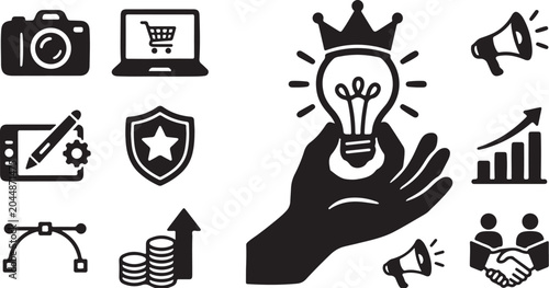 Creative Business Ideas and Innovation Concepts Icon Set