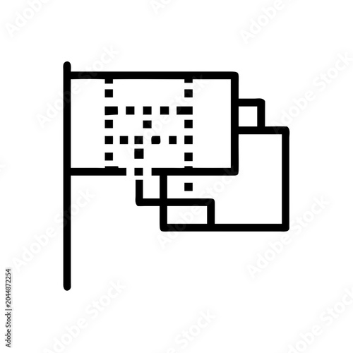 Foto Abstract flag with geometric patterns outline vector icon illustration