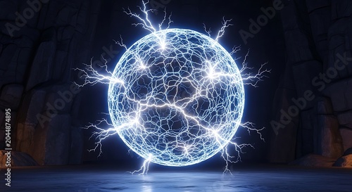 Glowing Neural Network Light Structure.