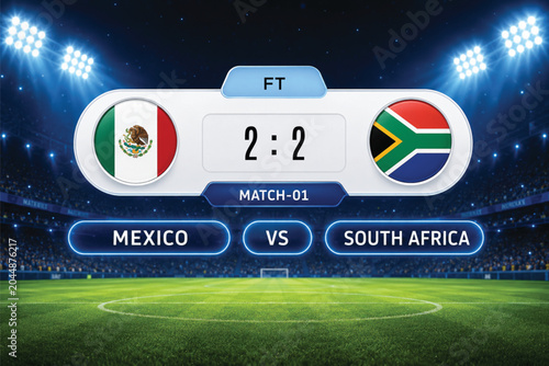 Fotografía Mexico vs South Africa Football Match Score Graphic FIFA World Cup 2026