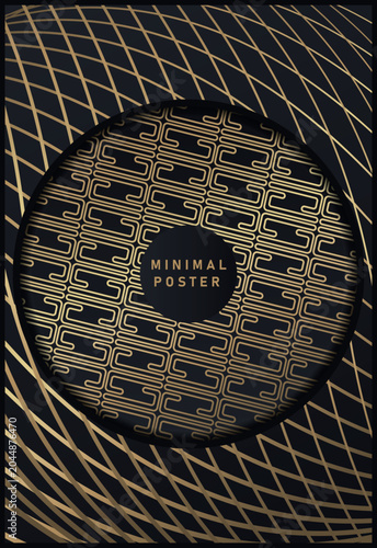 Abstract black and gold color minimal covers pattern designs