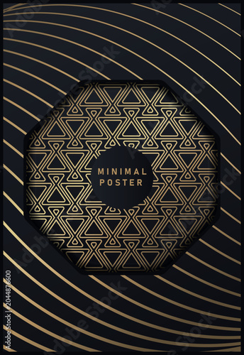 Abstract black and gold color minimal covers pattern designs
