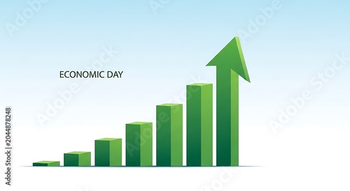 Green bar chart with upward trend.