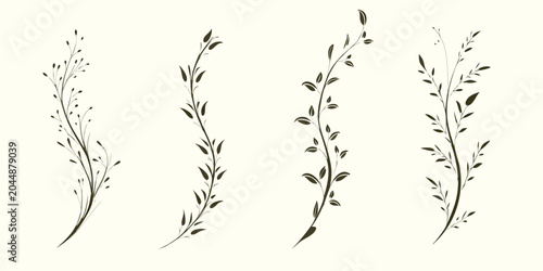 Foto branch silhouettes minimalist black silhouette leaves stem