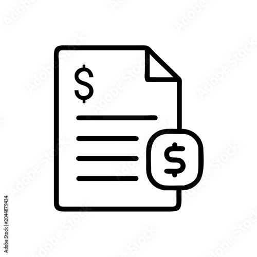 Financial document icon line art showing money and financial paperwork.