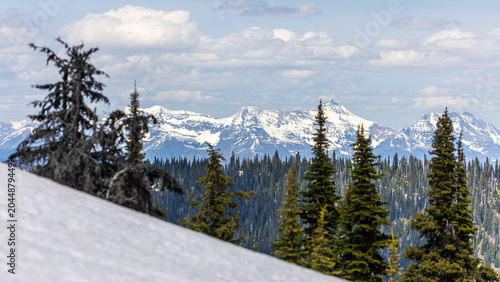 Obraz na płótnie Whitefish Mountain Range, Light Snow, May