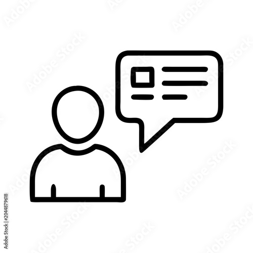 Картината върху платно Person profile icon with speech bubble containing text and graphics