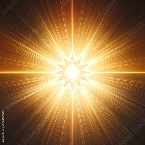 Radiant golden starburst emanates with intense light and celestial rays