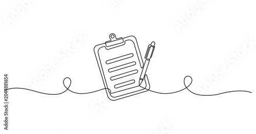 Konstfotografi Continuous line drawing Clipboard, pen, and line art, minimalistic business temp