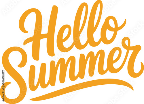Hello Summer Orange Beach Vacation Script Lettering Typography.