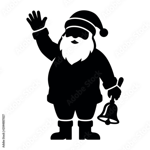  Santa claus waving and holding a christmas bell