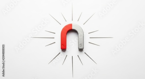 Magnet with magnetic field lines illustration
