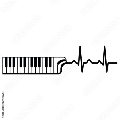  Piano keyboard heartbeat pulse line art