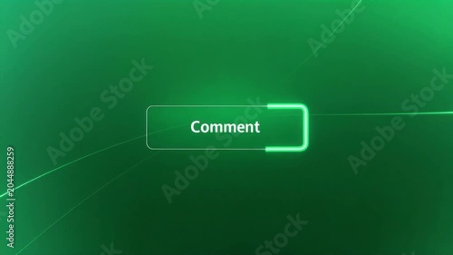 Comment button animation with glowing neon green lines on a dark background for social media interface design motion video footage