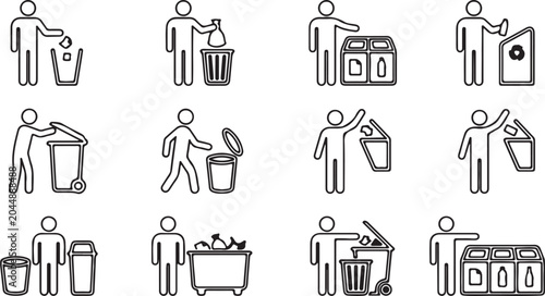 Waste disposal and recycling icons