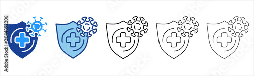 Photos Sheild  Icon In Different Color And Outline Style