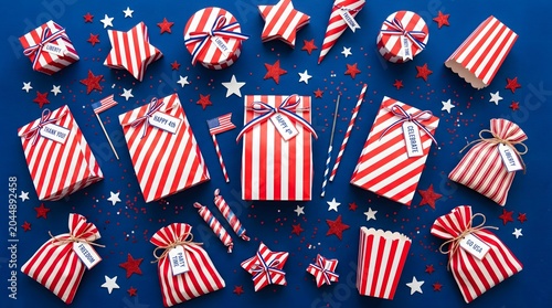 Fourth of July American flag patriotic background vector illustration with stars and stripes representing USA independence and freedom