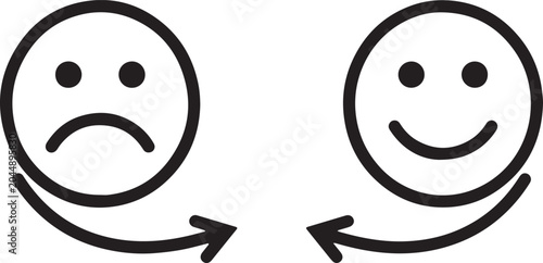 Tableau sur toile Sad and happy face icons changing emotions