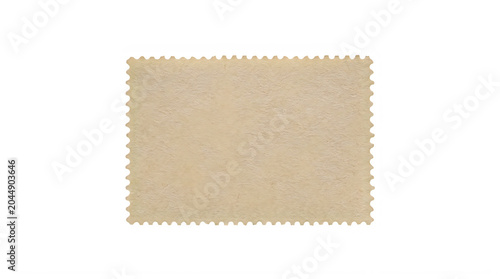 Vintage postage stamp mockup with perforated edges, blank aged paper texture for philately, antique tan colored mail element for scrapbooking isolated on Transparent Background