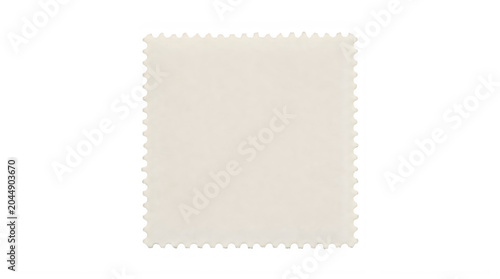 Vintage blank postage stamp with serrated edges, antique cream paper texture for philately, weathered retro mail stamp mockup for scrapbooking isolated on Transparent Background