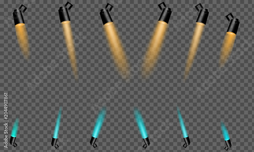 Foto Rocket booster flames collection orange and teal fire effects isolated