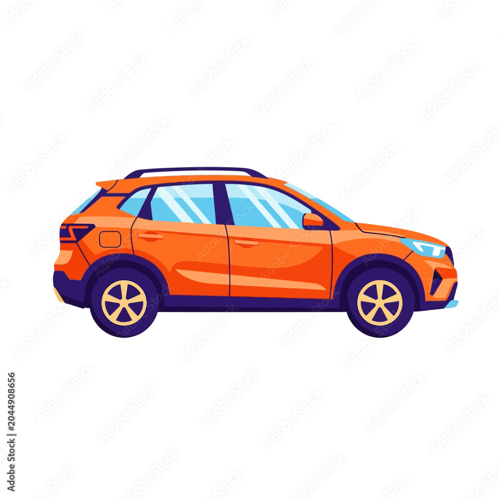 Obraz premium Orange SUV Car Vector Illustration