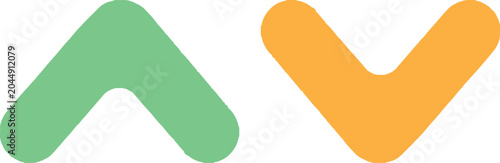 Green up arrow and orange down arrow icons for navigation and user interface design