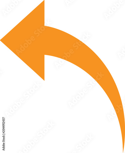 Orange curved arrow pointing left direction symbol