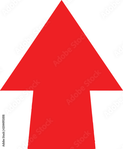 Simple bold red arrow pointing up as a navigation sign or direction symbol