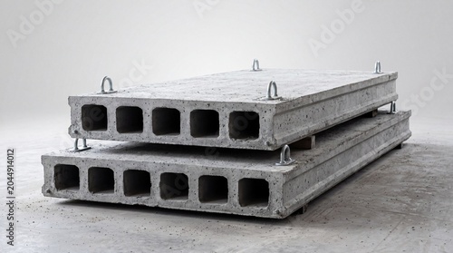 Stack of precast concrete floor slabs for construction