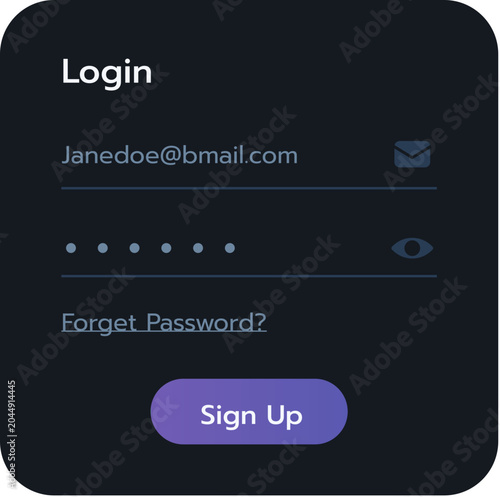 Fotografía Dark Theme Login Screen Interface with Email and Password Input Fields