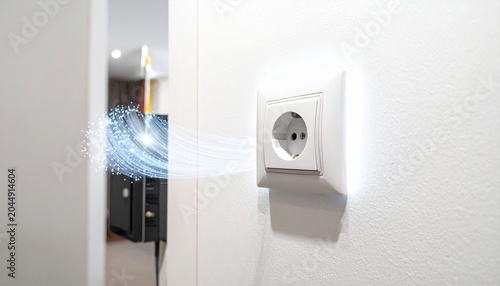 Modern wall-mounted electrical outlet with power socket and data port, interior design detail