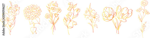 Foto Beautiful collection of hand drawn floral sketches featuring delicate lilies hyd