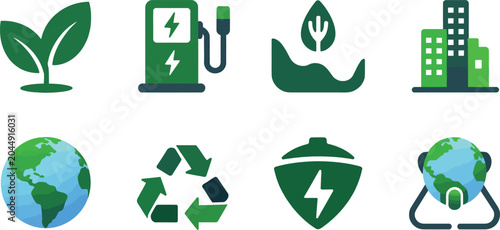 Green Earth and natural Editable Icons