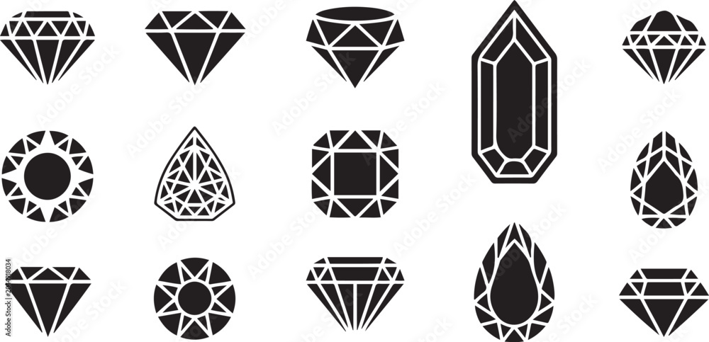 Fototapeta premium diamond icons set vector illustration .Silhouette vector illustration