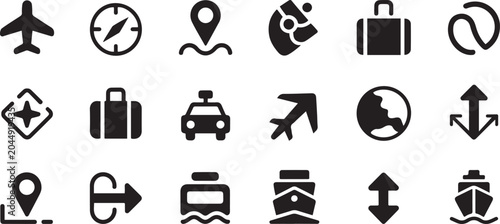 Photos Navigation icons and symbols for travel and location services