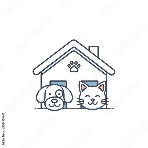 Pet-Friendly Home Icon PNG - Dog & Cat House Cutout