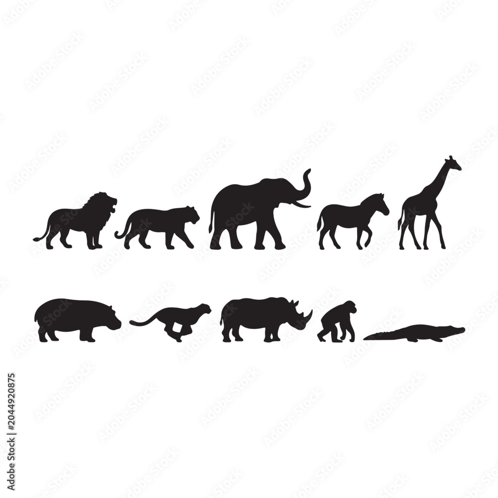 Obraz premium Set of wild animal silhouettes