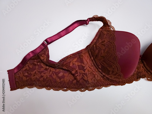 Red floral lace luxury elegant women push up bra.
