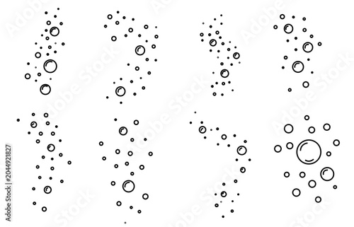 Air bubbles black outline  element signs. water bubbles icon, gas balloons, water doodle flat vector, for patterns, card