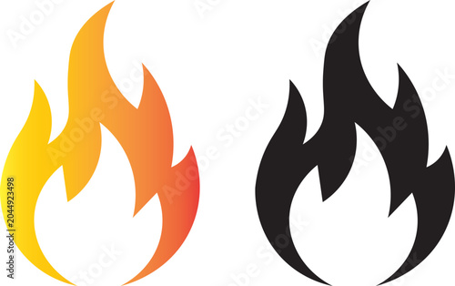 Фотография Gradient fire flame icon collection vector isolated on white background glowing burning symbols for logo and app design