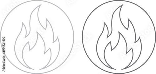 Canvas Print Gradient fire flame icon collection vector isolated on white background glowing burning symbols for logo and app design